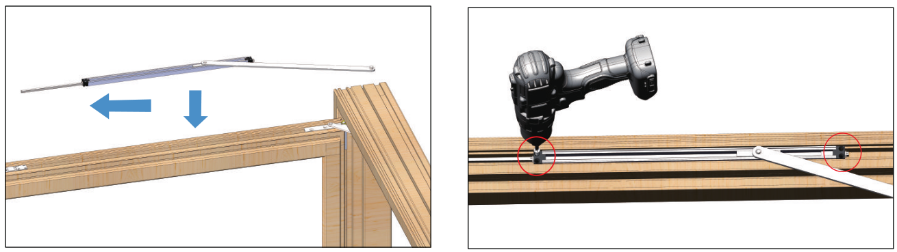 将摩擦杆安装在窗扇上