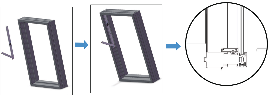 框扇组件装入窗框U槽