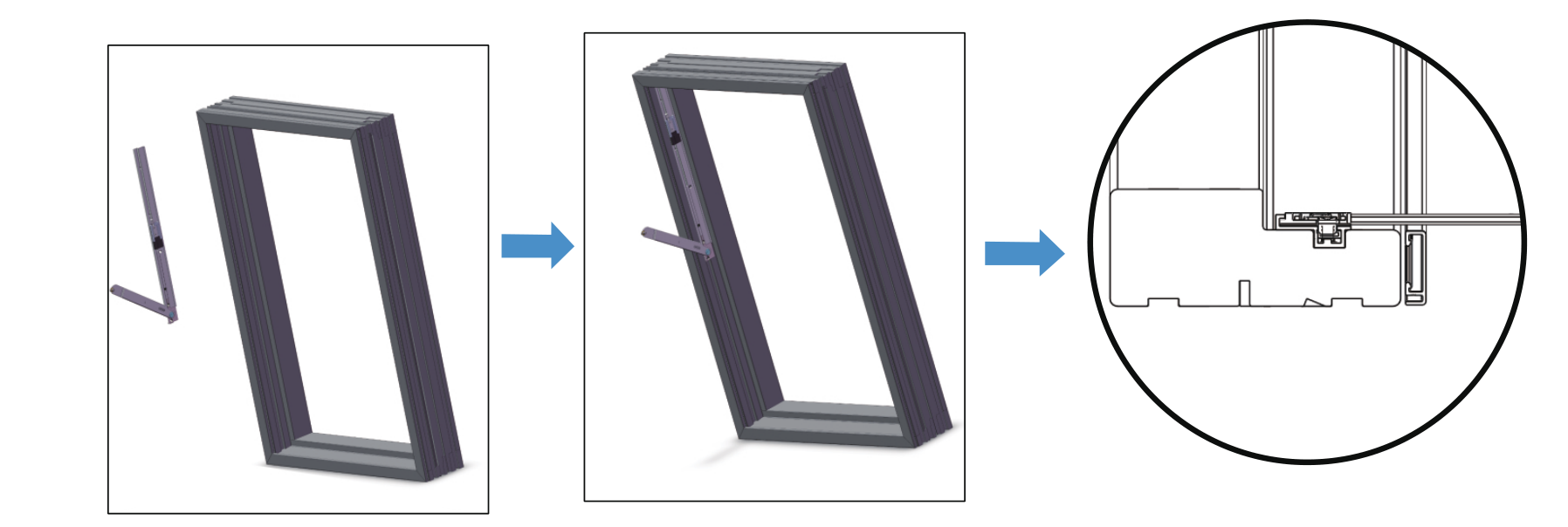 将框扇组件装入窗框U槽