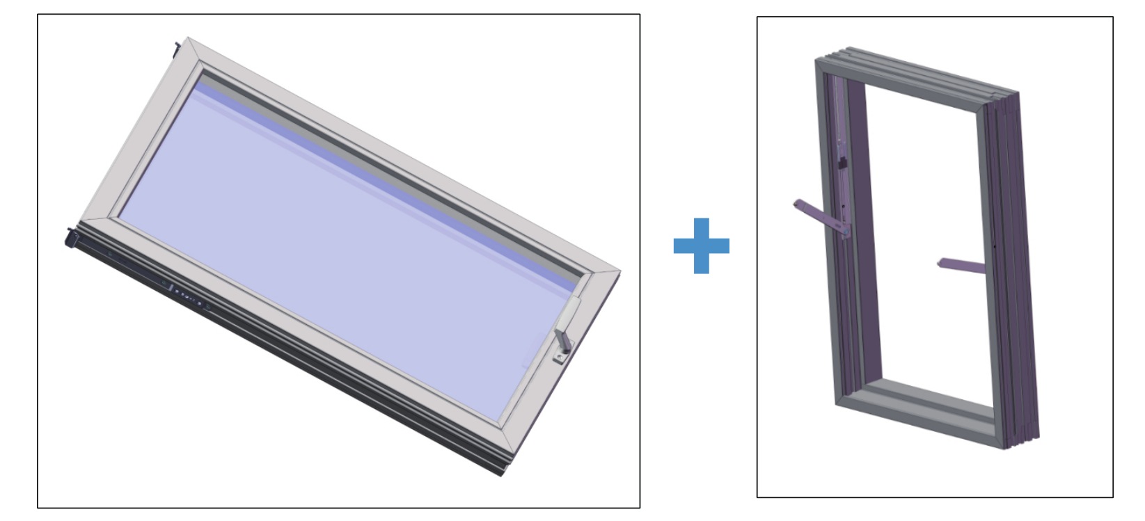 将上扇组件与窗扇组装好